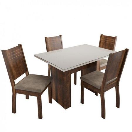 Imagem de Conjunto Sala Da Jantar Mesa com Tampo de Vidro/MDF com 4 Cadeiras Spazzio Urca Sonetto Móveis