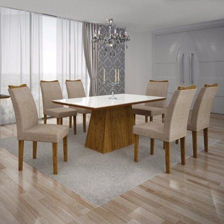 Imagem de Conjunto Sala de Jantar Completa com Mesa Tampo Vidro, 4 Cadeiras e Buffet com Adega Supreme Leifer