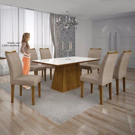 Imagem de Conjunto Sala de Jantar Completa com Mesa Tampo Vidro, 4 Cadeiras e Buffet com Adega Supreme Leifer