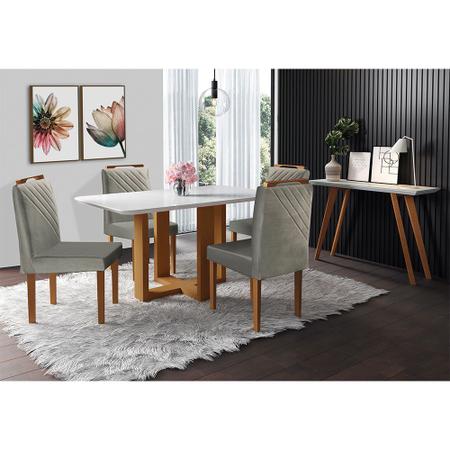 Imagem de Conjunto Sala de Jantar em Madeira Maciça Mesa e Cadeiras Lisy 4 Cadeiras Veludo Móveis Mix