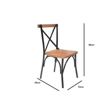 Imagem de Conjunto Sala de Jantar Industrial 6 Cadeiras Aço Madeira Maciça Laís Art & Luxo