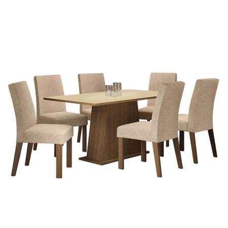 Imagem de Conjunto Sala de Jantar Madesa Luciana Mesa Tampo de Madeira com 6 Cadeiras - Rustic/Crema/Imperial