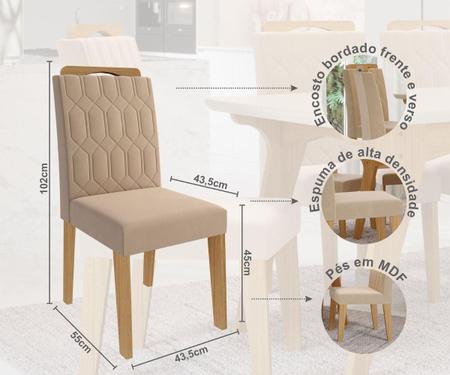 Conjunto de Mesa Maitê 160 cm 6 cadeiras Paola Cimol Nature/Off White/Nude  - ebbamoveis