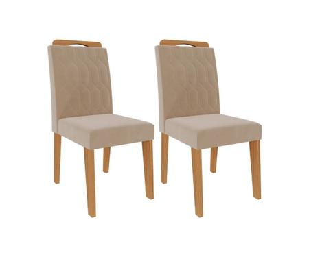 Conjunto de Mesa Maitê 160 cm 6 cadeiras Paola Cimol Nature/Off White/Nude  - ebbamoveis