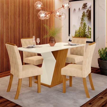 Conjunto Sala de Jantar Mesa 120 Cm Tampo MDF 4 Cadeiras Lupita Casa 812 -  Conjunto Sala de Jantar - Magazine Luiza