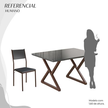 Imagem de Conjunto Sala de Jantar Mesa 120x90cm Base Império Tampo Mdf Laca com Vidro Florença Grafite/Marrom