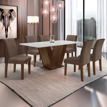 Imagem de Conjunto Sala de Jantar Mesa 160x80cm Tampo MDF com 6 Cadeiras Espanha Yescasa