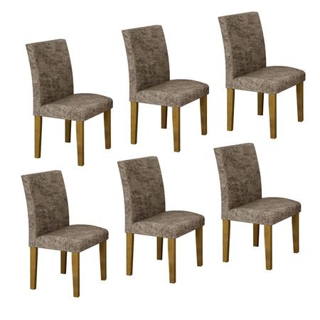 Imagem de Conjunto Sala de Jantar Mesa 6 Cadeiras Classic 160cm Cel Móveis Ypê/ Veludo Envelhecido 70