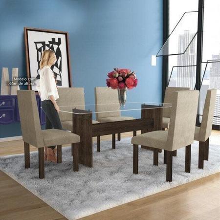 Imagem de Conjunto Sala de Jantar Mesa 6 Cadeiras Dubai Espresso Móveis
