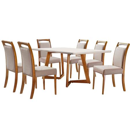 Imagem de Conjunto Sala de Jantar Mesa 6 Cadeiras Safira Mobilare