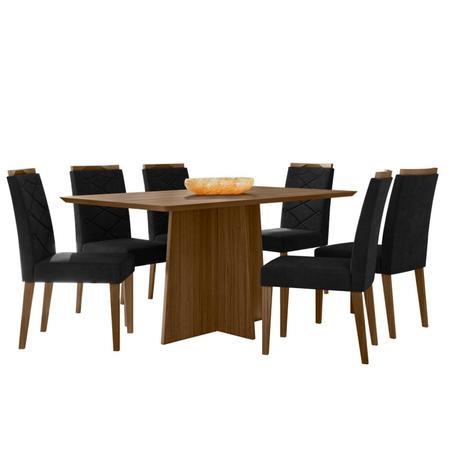 Imagem de Conjunto Sala de Jantar Mesa Anitta 160x90cm com 6 Cadeiras Caroline New Ceval
