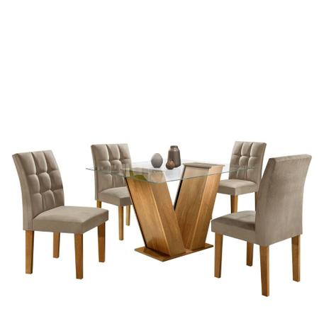 Imagem de Conjunto Sala de Jantar Mesa Classic e 4 Cadeiras Vitória Cel Móveis