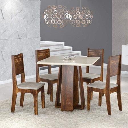 Imagem de Conjunto Sala de Jantar Mesa com Tampo de Vidro e 4 Cadeiras Firenze Sonetto Móveis