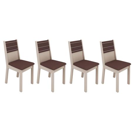 Imagem de Conjunto Sala de Jantar Mesa e 4 Cadeiras Vega Madesa Crema/Amêndoa