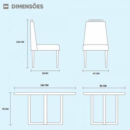 Jogo De Mesa Neli e 6 Poltronas Lisfen