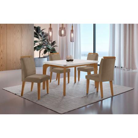 Imagem de Conjunto Sala de Jantar Mesa Liz 120cm MDF Canto Copo e 4 Cadeiras Athenas Moderna