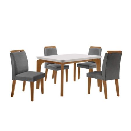 Imagem de Conjunto Sala de Jantar Mesa Liz 120cm MDF Canto Copo e 4 Cadeiras Athenas Moderna