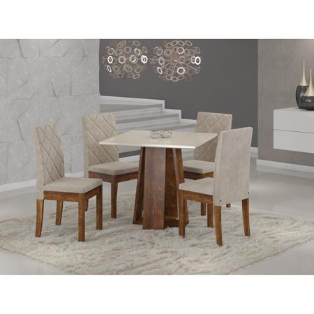 Imagem de Conjunto Sala de Jantar Mesa Luci 90x90cm Tampo Vidro/MDF com 4 Cadeiras Cristal Sonetto Móveis