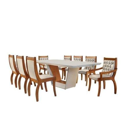 Imagem de Conjunto Sala de Jantar Mesa Madeira Maciça 8 Cadeiras Cristal Mobilare