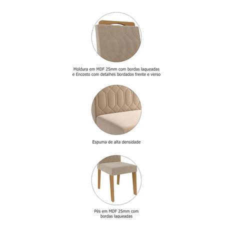 Conjunto de Mesa Maitê 160 cm 6 cadeiras Paola Cimol Nature/Off White/Nude  - ebbamoveis