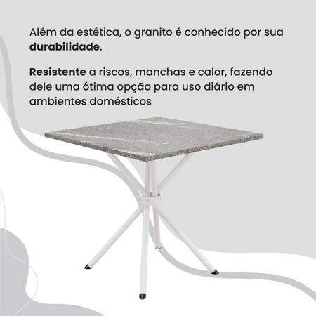 Imagem de Conjunto Sala de Jantar Mesa Quadrada 70x70cm Tampo Granito Topázio 4 Cadeiras Paraty material sintético Marrom / Branco
