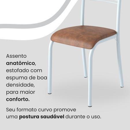 Imagem de Conjunto Sala de Jantar Mesa Quadrada 70x70cm Tampo Granito Topázio 4 Cadeiras Paraty material sintético Marrom / Branco