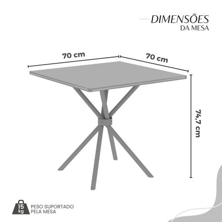 Imagem de Conjunto Sala de Jantar Mesa Quadrada 70x70cm Tampo Madeira Mdp 4 Cadeiras Rio C. Marrom / Mart Prata