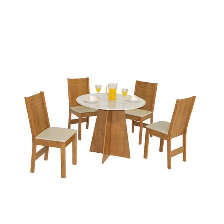 Imagem de Conjunto Sala de Jantar Mesa Redonda Elane com 4 Cadeiras Elane Móveis São Carlos