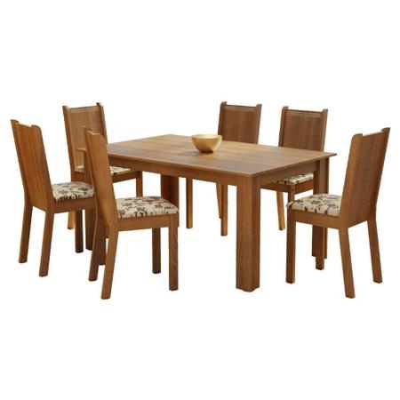 Imagem de Conjunto Sala de Jantar Mesa Tampo de Madeira com 6 Cadeiras Analu Madesa
