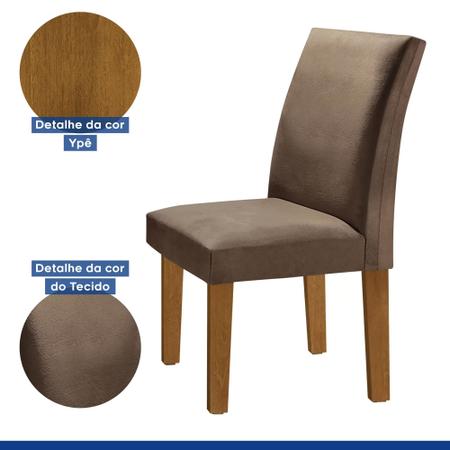 Conjunto Sala de Jantar Mesa Tampo de Vidro 4 Cadeiras Espanha Yescasa  Ypê/Suede Bege