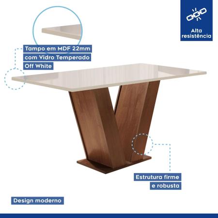 Conjunto Sala de Jantar Mesa Tampo MDF/Vidro e 4 Cadeiras Espanha Yescasa -  Conjunto Sala de Jantar - Magazine Luiza