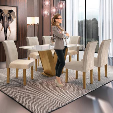 Conjunto Sala de Jantar Mesa Tampo Vidro e MDF 6 Cadeiras Yescasa -  Conjunto Sala de Jantar - Magazine Luiza