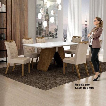 Imagem de Conjunto Sala de Jantar Mesa Tampo de Vidro Branco 6 Cadeiras Verona Leifer