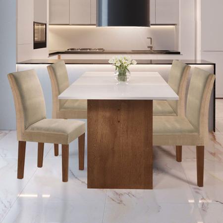 Conjunto de Mesa 10 Cadeiras Tampo MDF e Vidro Assento Estofado