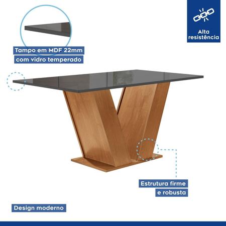 Conjunto Sala de Jantar Mesa Tampo MDF/Vidro e 4 Cadeiras Espanha Yescasa -  Conjunto Sala de Jantar - Magazine Luiza