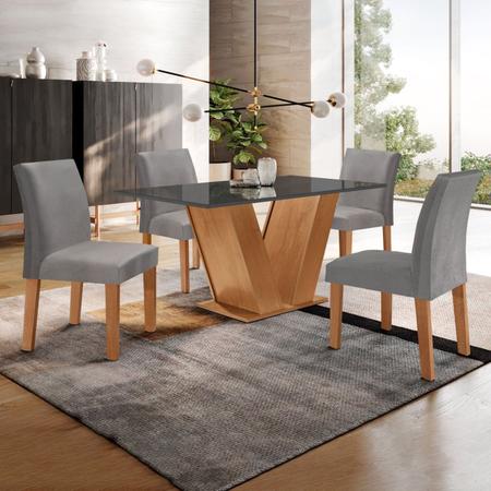 Conjunto Sala de Jantar Mesa Tampo MDF/Vidro e 4 Cadeiras Espanha Yescasa -  Conjunto Sala de Jantar - Magazine Luiza