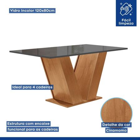 Conjunto Sala de Jantar Mesa Tampo MDF/Vidro e 4 Cadeiras Espanha Yescasa -  Conjunto Sala de Jantar - Magazine Luiza