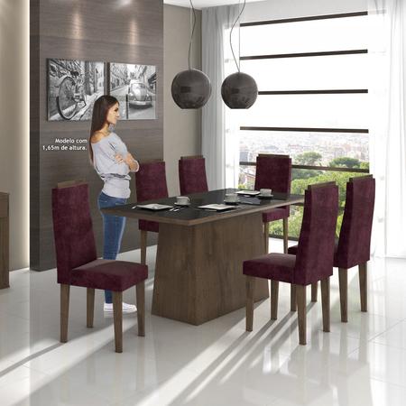 Conjunto de Mesa 6 Cadeiras Tampo MDF e Vidro Nell Móveis