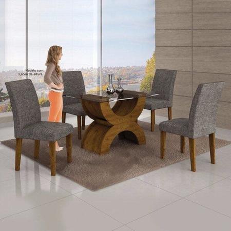 Imagem de Conjunto Sala de Jantar Mesa Tampo Vidro 120cm 4 Cadeiras Olímpia New Leifer