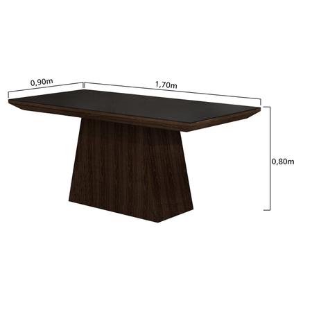 Imagem de Conjunto Sala de Jantar Mesa Tampo Vidro Preto 6 Cadeiras Sevilha Cel Móveis Malbec/ Suede Animale Marrom