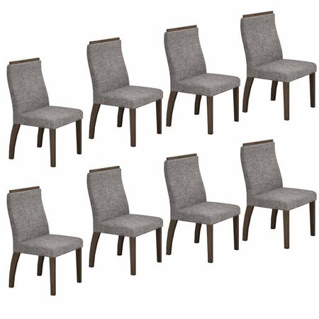 Conjuntos 8 Cadeiras Decorativa Lara Linho 27% Poliester Cinza