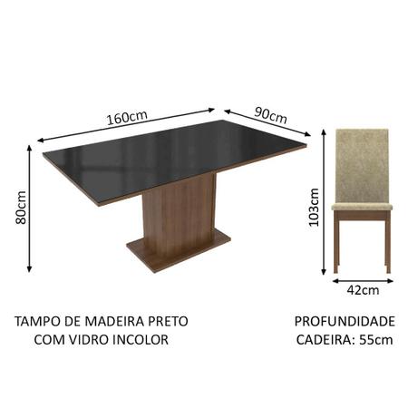 Imagem de Conjunto Sala de Jantar Romênia Madesa Mesa Tampo de Vidro com 6 Cadeiras