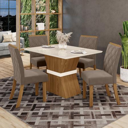 Conjunto de Mesa 10 Cadeiras Tampo MDF e Vidro Assento Estofado