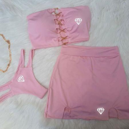 Imagem de Conjunto Semi Fio + Short Saia + Cropeed Gringas Model