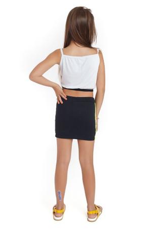 Imagem de Conjunto Short Saia e Cropped Juvenil Feminino cor Branco e Preto