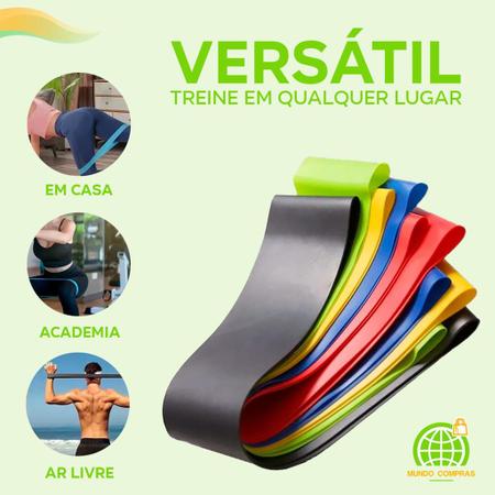 Imagem de Conjunto Super Band Forte Kit 5 Faixas Elásticas De Latex Para Academia E Casa Exercícios Treinament