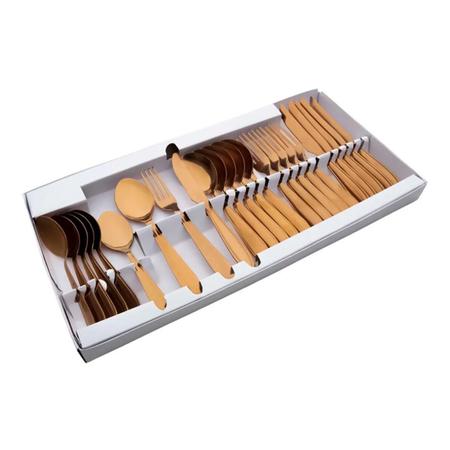 Imagem de Conjunto Talheres Fratelli Faqueiro Aço Inox 24 Pc Rose Gold