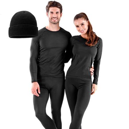 Imagem de Conjunto Termico Segunda Pele Flanelado + Touca Gorro Slim Plus Size Masculino Feminino