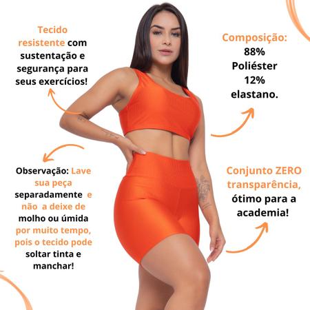 Imagem de Conjunto Top C/Bojo Removível+Short Canelado Fitness Feminino