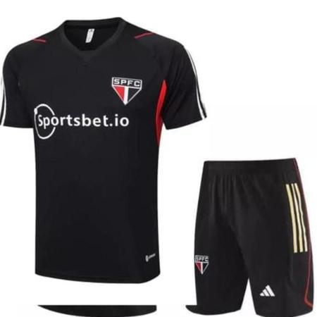 Imagem de Conjunto Treino Camisa + Short São Paulo 23/24 - Preto Escudo Bordado